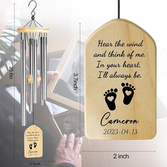 Baby Memorial Wind Chimes - Personalized Loss & Miscarriage Memorial Gifts