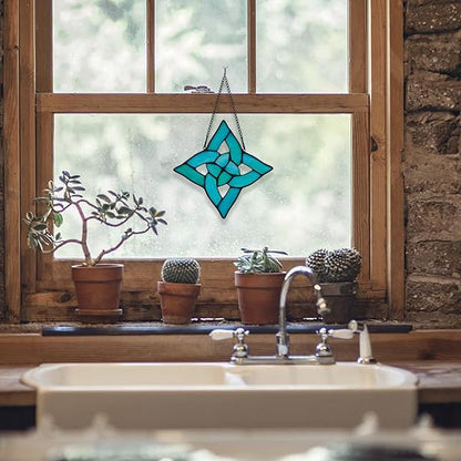 Celtic Trinity Knot Stained Glass Window Hanging Suncatcher Ornament,Irish Decoration Handmade Birthday Gifts for Women Parents Aunt Sister,St Patrick's Day Gifts for Mom Grandma