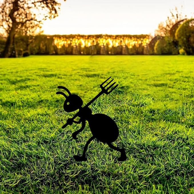 Metal Ants Art Outdoor Gardening Ornaments Yard Metal Art Backyard Lawn Stakes Decor Ants Garden Iron Crafts (A)