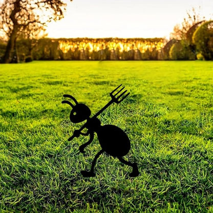 Metal Ants Art Outdoor Gardening Ornaments Yard Metal Art Backyard Lawn Stakes Decor Ants Garden Iron Crafts (A)