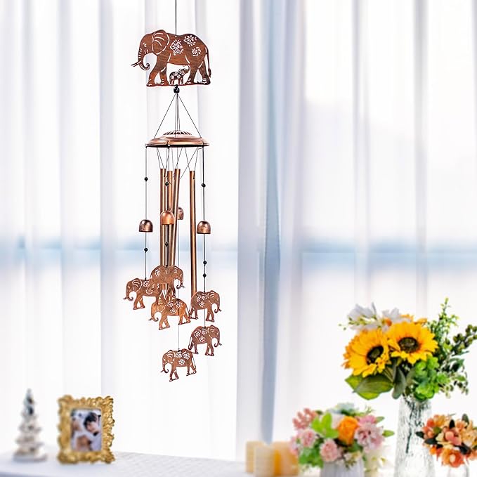 Elephant Wind Chimes for Outside,Elephant Gifts for Women Men/Memorial/House Warming Gift/Birthday Gifts Metal windchimes Outdoors/Indoors,Garden Decor,Patio,Home,Porch,Yard Decorations