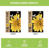 AVOIN colorlife Spring Summer Bee Sunflower House Flag 28x40 Inch Double Sided, Welcome Holiday Burlap Yard Outdoor Decoration
