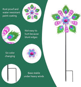 Solar Peacock Wind Spinners for Yard and Garden, 40 Inch Solar Windmill Garden Whirligig Kinetic Spinners Decor for Lawn,Patio&Yard, Metal Whirligigs Purple Wind Spinners Outdoor