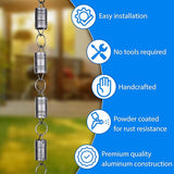 RainChains Pacific Six Spheres Rain Chain 8.5ft Black Aluminum Rain Chains for Outside Modern Decorative Gutter Chain.