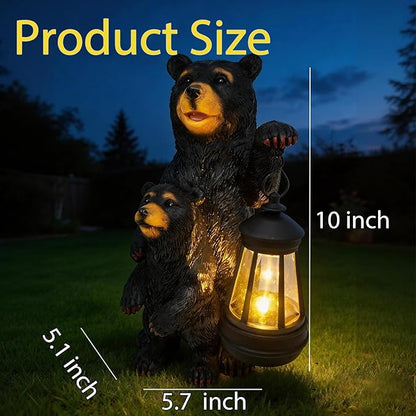 Solar Garden Outdoor Statues Lights Bear Garden Sculptures Birthday Housewarming Gifts for Women Mom Grandma for Patio Yard Lawn Backyard Decorations
