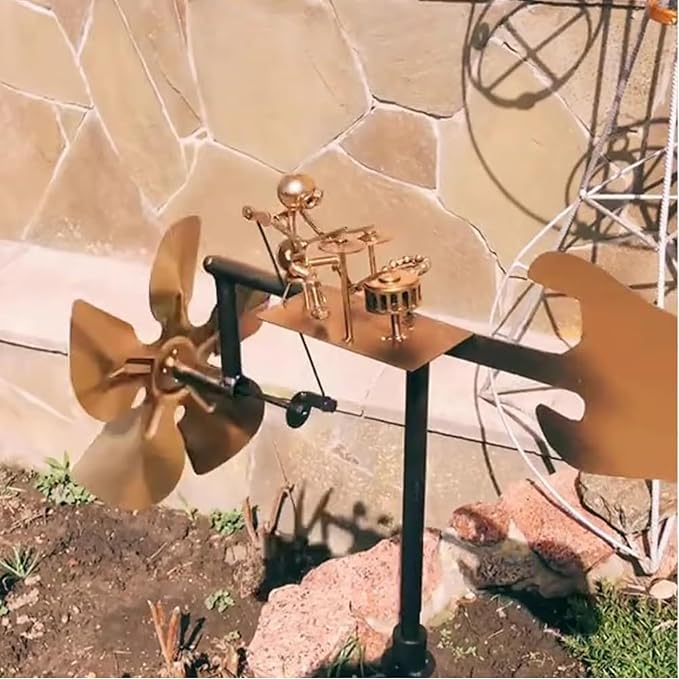CHANCS Handmade Metal Drummer Windmill Kinetic Sculpture Spinners for Outdoor Yard Garden Decoration