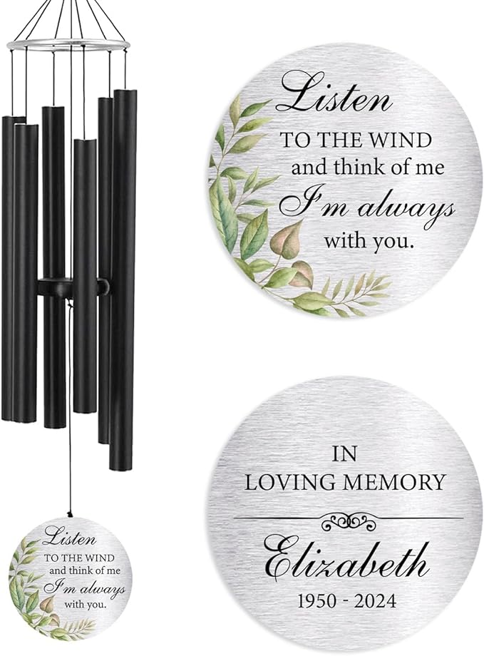 ASTARIN Personalized 30" Memorial Wind Chimes for Outside, Bereavement Gift in Remembrance of a Loved One, Sympathy Gift for Loss of Mother Father Husband, Garden Patio Decor