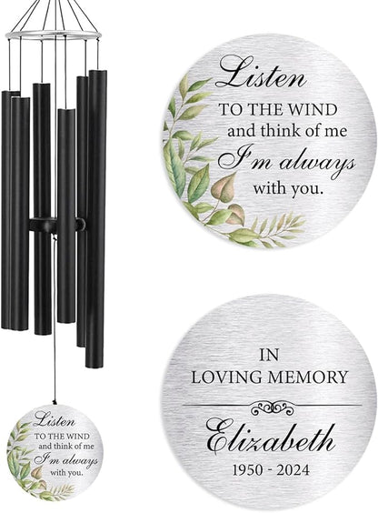 ASTARIN Personalized 30" Memorial Wind Chimes for Outside, Bereavement Gift in Remembrance of a Loved One, Sympathy Gift for Loss of Mother Father Husband, Garden Patio Decor