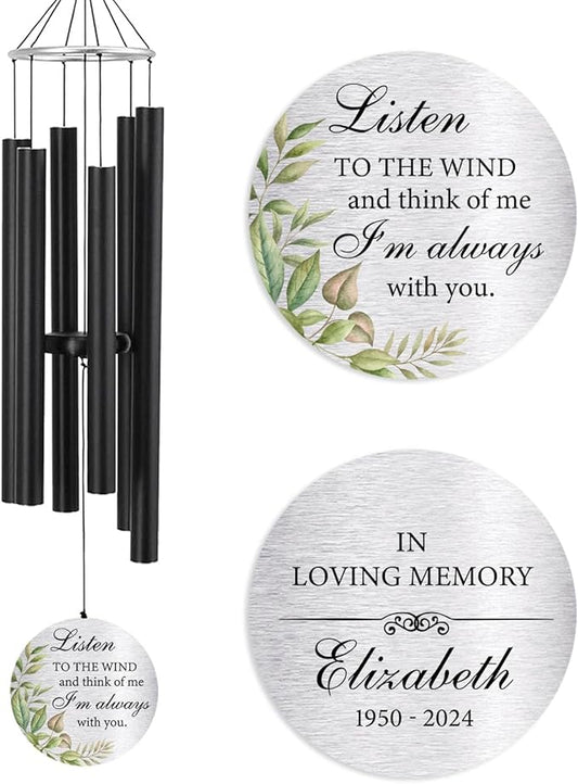 ASTARIN Personalized 30" Memorial Wind Chimes for Outside, Bereavement Gift in Remembrance of a Loved One, Sympathy Gift for Loss of Mother Father Husband, Garden Patio Decor
