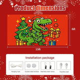 HOMETITUTE Christmas Garage Door Banner 13x6ft Dinosaur T-Rex Theme Backdrop Seasonal Christmas Decor Winter Door Cover Banners for Outside Garage Wall Covering for Party Garage Decorations