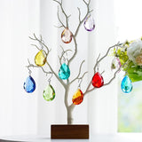 H&D HYALINE & DORA 10pcs Bauhinia Crystal Suncatcher Prisms Chandelier Beads Replacement 38mm Hanging Crystals Ornament Pendant for Window Wedding Party Decor,Blue