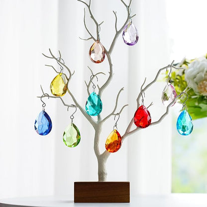 H&D HYALINE & DORA 10pcs Bauhinia Crystal Suncatcher Prisms Chandelier Beads Replacement 38mm Hanging Crystals Ornament Pendant for Window Wedding Party Decor,Blue