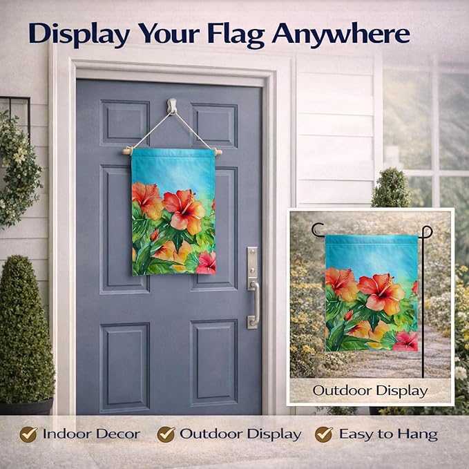 Caroline's Treasures Hawaii Hawaiian Hibiscus in Watercolor Garden Flag Mailbox Flag Decorative Yard Flag Banner Outside Patio Artwork Yard Flower Beds, Garden Size, Multicolor