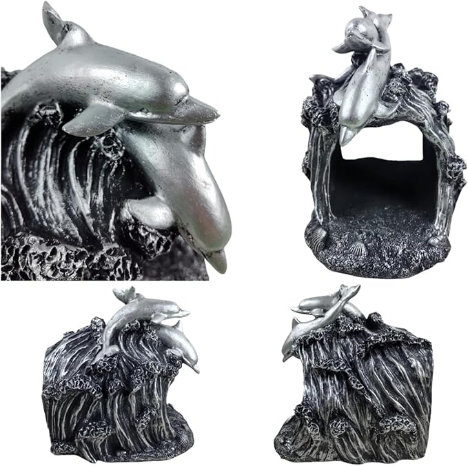 Dolphin Statue Gutter Diverter Rain,Deco Gutter Extension Downspout,Eco-Friendly Resin Sculpture Gutter Extender Diverter,Splash Block, Perfect Rain Gutter Downspout Extension for 3"x4" Downspouts