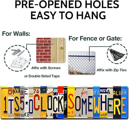 Five O Clock Somewhere Unique Metal Wall Decor for Home, Bar, Diner, Pub, 4 x 16 Inches, Fun Kitchen Decor, Unique Drinking Sign, Funny Bar Signs, Vintage Kitchen Signs