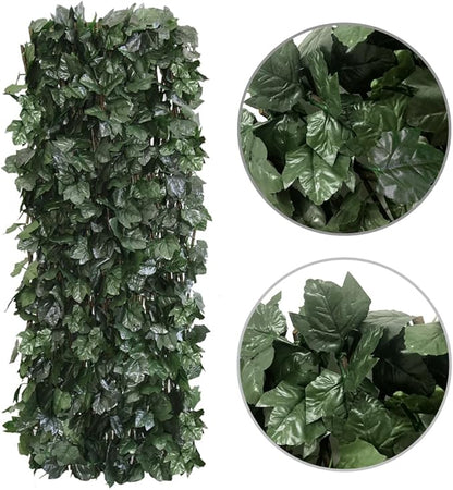 Expandable Fence Privacy Screen for Balcony Patio Outdoor,Decorative Faux Ivy Fencing Panel,Artificial Hedges (Single Sided Leaves)