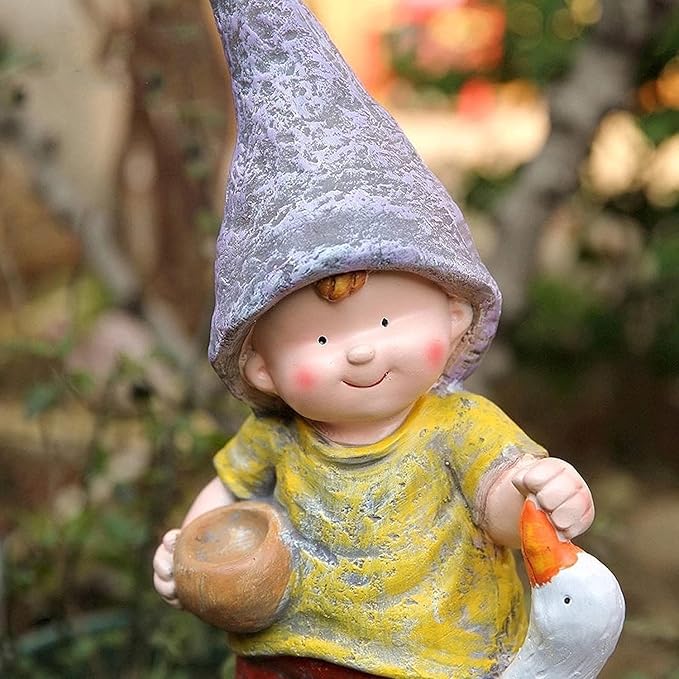 Garden Ornaments Decor Statue Outdoor,Abstract Unique Statue Sculpture Creative Outdoor Garden Courtyard Statue Decoration Ornament,Courtyard Garden Balcony Boy Feeding Goose Statue Feeding