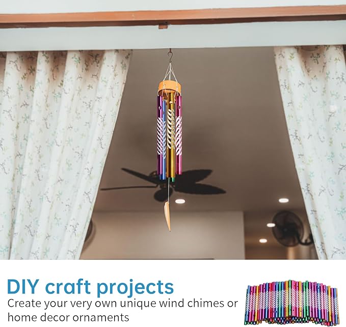 100Pcs Metal Wind Chime Tubes, Aluminum DIY Crafts Wind Chime Empty Tubes Parts Kit, Assorted Color
