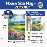 Caroline's Treasures Massachusetts Mayflowers in Watercolor House Flag Large Porch Sleeve Pole Decorative Outside Yard Banner Artwork Wall Hanging, Polyester, House Size, Multicolor