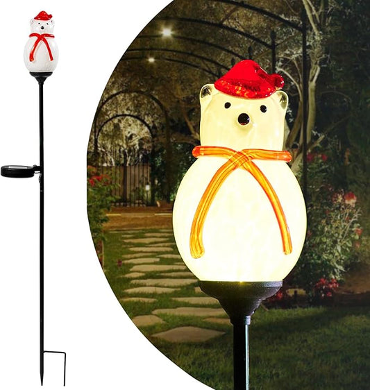 Solar Powered Garden Stake Lights Outdoor, Cute Animal Outdoor Figurine Lights Ornament Statue Decor for Pathway, Patio, Polar Bear