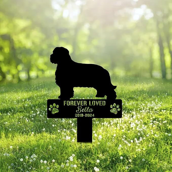 Custom Briard Dog Metal Memorial Garden Stake Personalized Pet Grave Marker Name Sign Remembrance Stake Decor Sympathy Dog Loss,Outdoor Statues for Yard Garden Lawn Patio Pathway Grave Ornament.