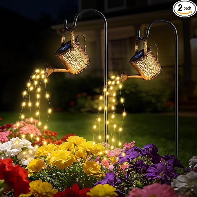 2 Pack Solar Watering Can Lights, Solar Lights Outdoor Decorative, Small Hanging Lantern Landscape Light Waterproof, Outside Garden Decor for Yard Lawn Patio, Gifts for Mom Women Birthday Mother's Day