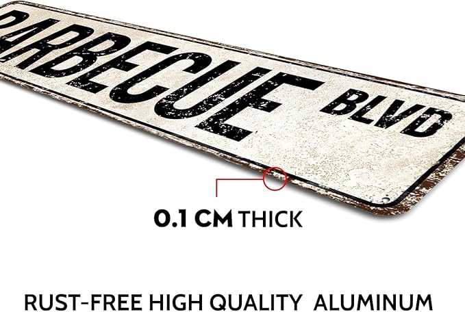 Barbecue BLVD Street Sign, Barbecue Sign Barbecue Decor Barbecue Lover Gift, Vintage Wall Decor for Home/Garden/Kitchen, Novelty Metal Signs 4x16 Inch