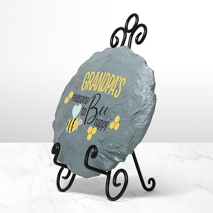 Let's Make Memories Personalized Reasons to Bee Happy Garden Stone - Garden Décor - Customized Garden Stone - Large Garden Stone - 10" Diameter