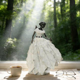 DiliComing Fairy Garden Accessories Outdoor Statue - 14.5 Inch Table Decor for Living Room Garden Maiden Bookshelf Decor Xmas Resin Holly Leaves Maiden White Statue