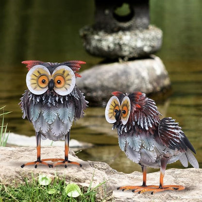 hogardeck Owl Garden Decor Outdoor Statues, Large Metal Bird Standing Yard Art, Lawn Sculptures Ornaments for Outside Patio Pond Backyard, Holiday Sympathy Gifts for Grandma Mom