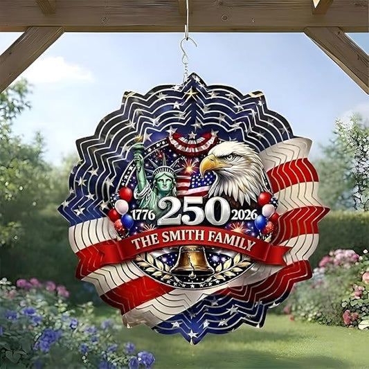 Patriotic Eagle USA 250th Anniversary Wind Spinner, 1776-2026 Metal Outdoor Decor, Liberty Bell & Betsy Ross Design, Independence Day Gift, 8-inch Spinner 4