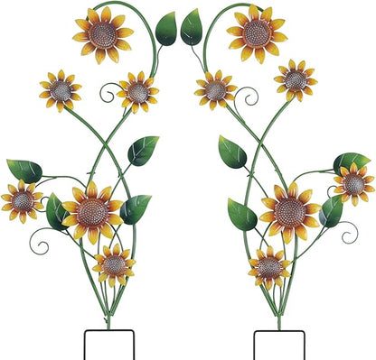 YEAHOME Garden Decor for Outside, 2 Pack 37“ Metal Sunflowers Garden Stakes, Spring Wall Decor, Yellow Look & Personalities Flowers Yard Art for Outdoor Lawn Backyard Porch Patio Home Decorations
