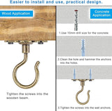 Dolibest Wall Mount Ceiling Hooks,Plant Hooks for Ceiling Metal Plant Bracket Iron Wall Mount Lanterns Hangers Hooks for Hanging Plants Lights, Outdoor Wire, Fairy Lights, Wind Chimes, Bronze(2PCS)