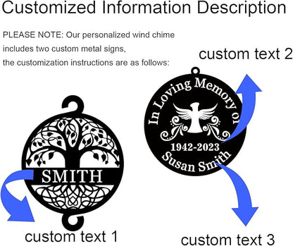Personalized Wind Chimes for Outside, Custom Windchimes Outdoors, Sympathy Gifts for Loss of Loved One, Sympathy Wind Chimes, Memorial Gifts for Loss of Mother, Bereavement Gift Ideas