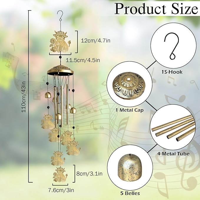 Wind Chimes for Outside Decor Gifts - 42" Metal Highland Cow Decor Windchimes Indoor Outdoor Garden Patio Yard Home Decoration,Gifts for Men Women,Mom Grandma Wife Friends Birthday