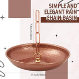 Shimeyao 11 Inch Brass-finished Rain Chain Basin - Aluminum Alloy Rain Basin Catcher with Drainage Holes & 20cm Chain Garden Decor