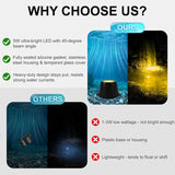 Submersible LED Lights, 2200K Amber Warm White, 5W 12V-24V AC/DC LED Pond Spot Lights for Water Feature Fountain Waterfall Pool Aquascape, 45 Degree Angle, IP68, Stainless Steel, 1PK