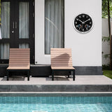 Caysie 12 Inch Indoor Outdoor Clocks Waterproof with Thermometer and Hygrometer Combo, Silent Battery Operated Quartz Metal Wall Clock for Patio Pool Bathroom Home (Black)