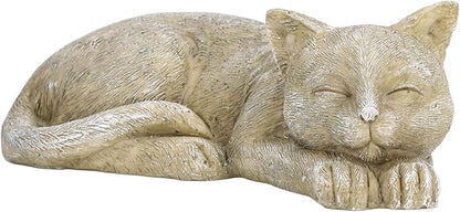 Hapivida Cat Garden Statue Outdoor, 5.5in Mini Cat Figurine Memorial Statue Sleeping Pet Statues Decor Resin Realistics Sculptures Gift