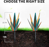 2022 Upgraded Large Size Tequila Rustic Sculpture, DIY Rustic Metal Agave Plant for Outdoor Patio Garden Yard Lawn Ornaments, Yard Art Decoration Statue for Home Decor (Orange Blue (M)- 2PCS)