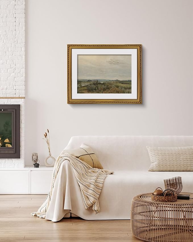 ARPEOTCY Vintage Gold Framed Large Wall Art, Nature Trees Landscape Rivers Retro Paintings, Canvas Prints with Antique Frame, Victorian Wall Pictures Decor for Living Room Gallery 16x20 inch