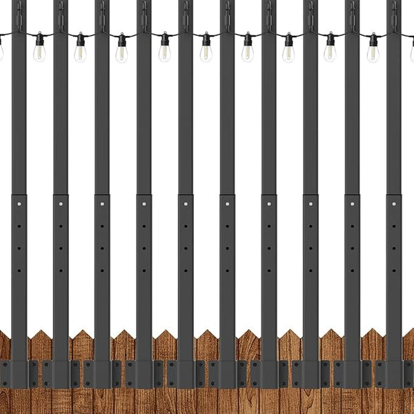 NUERPO 10 Pack String Light Poles,2.8Ft Metal Poles for Outdoor String Lights,Outdoor Light Poles with Post,Poles/Stand for Outside,Patio,Deck,Backyard,Garden Wedding,Party