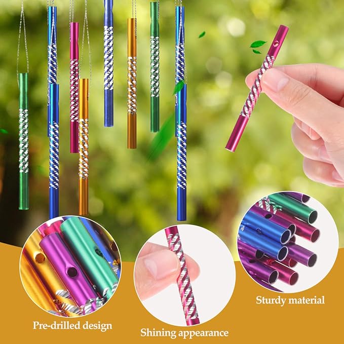 VOSAREA 50pcs Wind Chime Tubes Aluminum Wind Chime Empty Tubes Metal Bell for Outside/Arts and Crafts/DIY Home Garden Outdoor Hanging Decoration