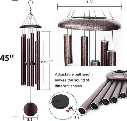FDOCOI 45'' Large Wind Chimes for Outside with Deep Tone, Wind Chimes Outdoor Garden & Patio Hanging Décor, Sympathy Gifts. Bronze