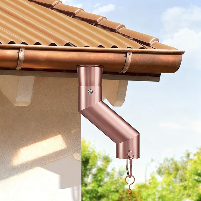 Tfro & Cile Rain Chain Gutter Adapter Rose Gold Installation Suit for Gutter Downspout Outlet