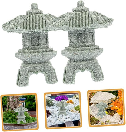 Yardwe 10pcs Stone Pagoda Statue Mini Pagoda Model Zen Sculpture Garden Ornament Home Decor