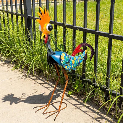 Metal Wacky Rooster Garden Statues Outdoor Decor, 23'' Rooster Decor Chicken Yard Sculptures Art Decoration for Home Outsiede Patio Lawn Backyard, Gift for Women Lovers Moms(Blue)