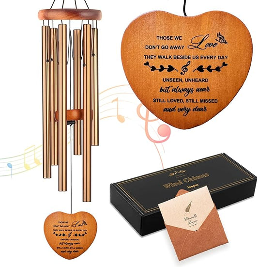 Sympathy Gifts for Loss of Loved One, Memorial Wind Chimes, Funeral Bereavement Gifts Baskets, Windchimes in Memory of a Loved One Mom Dad Husband Brother - Golden