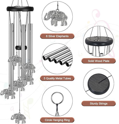 Virekm Windchimes Outdoors Clearance, Door Chime Wind Chimes for Outside Sympathy Wind Chimes for Patio Decoration, Garden Decor. Zen Garden Decor（Elephant）