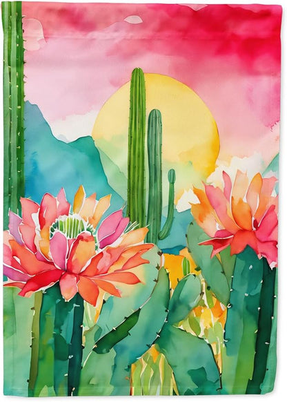 Caroline's Treasures Arizona Saguaro Cactus Blossom in Watercolor Garden Flag Mailbox Flag Decorative Yard Flag Banner Outside Patio Artwork Yard Flower Beds, Garden Size, Multicolor